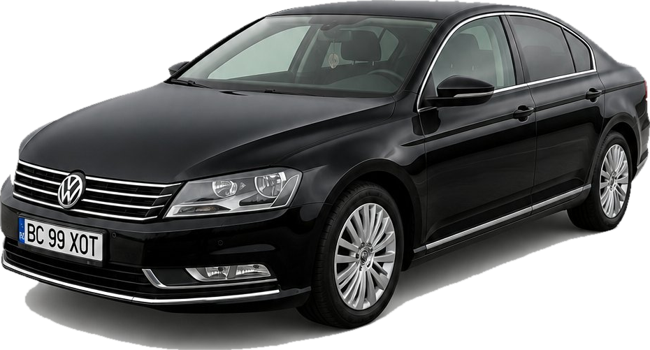 VW Passat negru disponibil la închiriere în Bacău